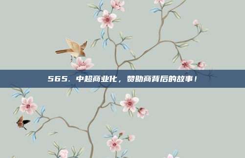 565. 中超商业化，赞助商背后的故事！  第1张